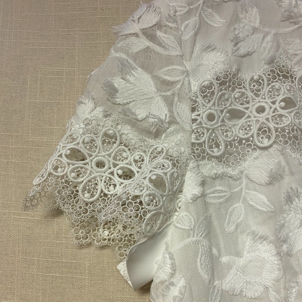 Elie Tahari Short-Sleeve Floral Applique & Lace Dress - Picture 4 of 7